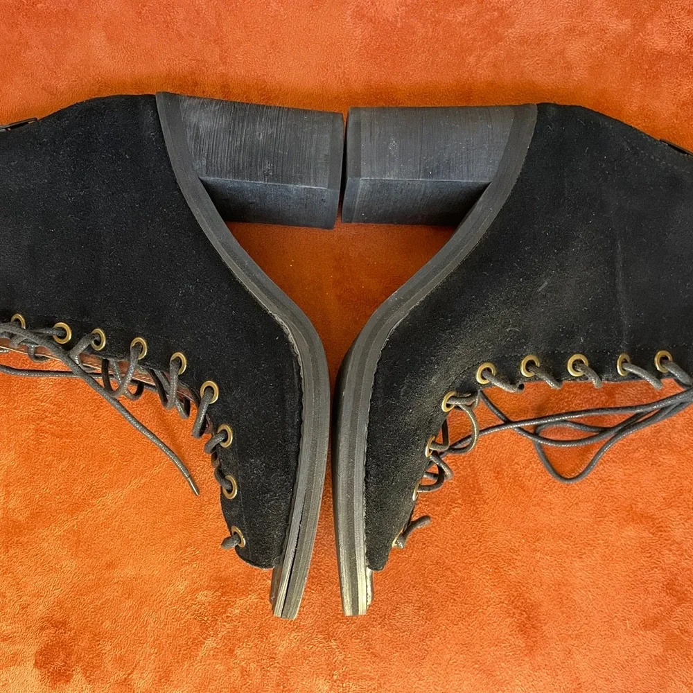 JEFFREY CAMPBELL Cors Black Suede BOOTIES Ankle Boots Size 8.5